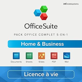 OfficeSuite Home & Business – Licence à vie – Documents, Sheets, Slides, PDF, Mail & Calendar pour 1 PC Windows